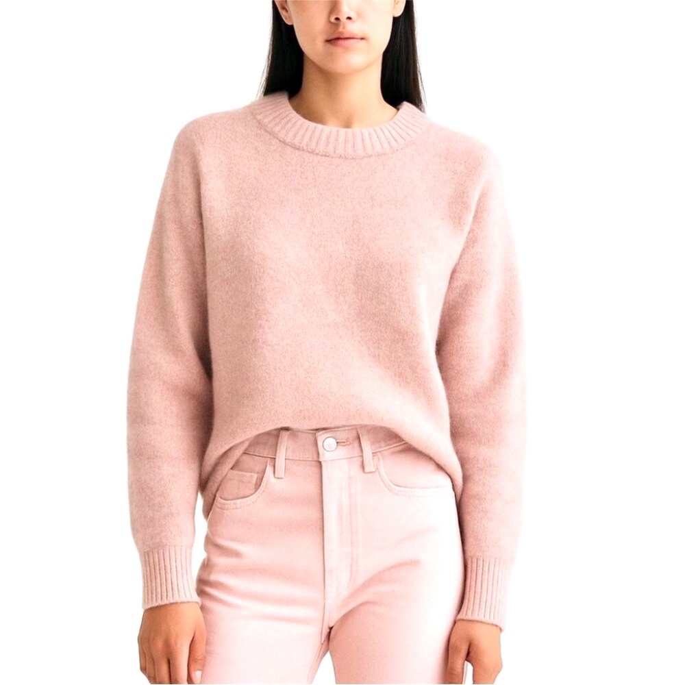AYR The Kickback Crew Neck Alpaca/Merino Blend Sweater in Pink - S